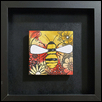 BEE ON RED -- Artist: Courtney Edwards Size: 4" x 4" Medium: Other