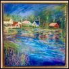SPINDRIFT VILLAGE ON THE RIVER -- Artist: Susan Ashley Size: 20” x 20” Medium: Oil Price: $400.00