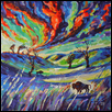 ECHOES OF THE SUNSET -- Artist: Lada Kholosho Size: 16" x 16" Medium: Acrylic Price: $400.00