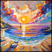 RADIANT SUNSET COVE -- Artist: Lada Kholosho Size: 20" x 16" Medium: Acrylic Price: $500.00