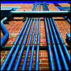Converging Blue Pipes