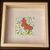 SMALL MONARCH ON BLUE AND GREEN FLOWERS -- Artist: Julie Hans Size: 5” x 5” Medium: Watercolor Price: $100.00