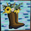 BOOT BOUQUET -- Artist: Ellison Noll Size: 12" x 12" Medium: Acrylic Price: $300.00