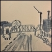 Ferris Wheel with Tracks and Bridge