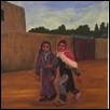 Two Girls in Casbah in Fez, Morocco