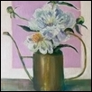 White Peonies in Brass Watering Can