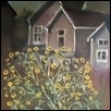 NIGHT’S COMING LAST OF THE SUNLIGHT ON POP UP DAISIES IN THE FRONT YARD -- Artist: Erlene E C Flowers Size: 11" x 14" Medium: Oil Price: $250.00