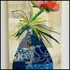 Coral Bloom in Indigo Vase