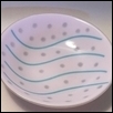 Petal Pink Bowl with Blue Waves & Indigo Dots